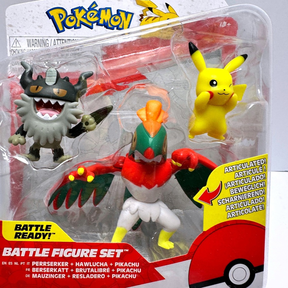 Pokémon Battle Figure Set Kids Pikachu Hawlucha Perrserker Multi New PKW3601